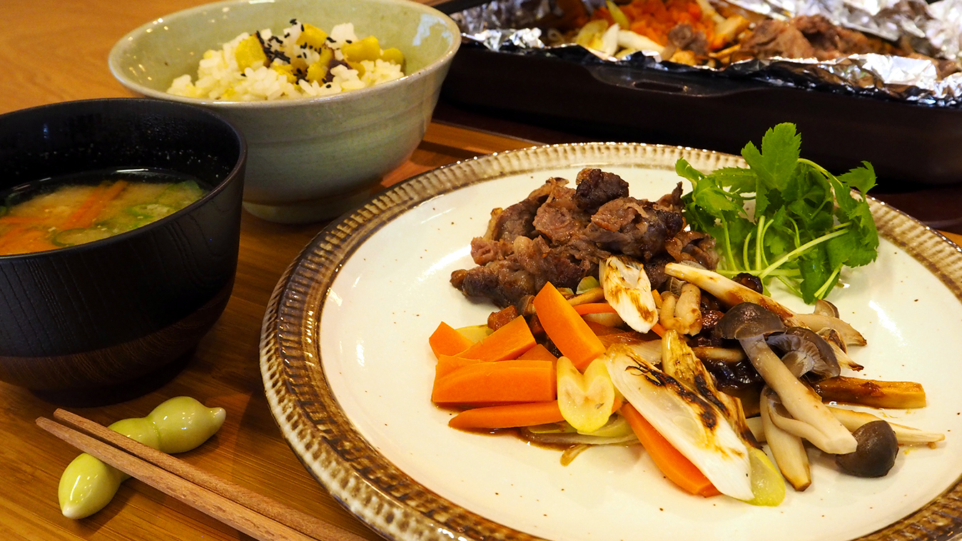 パロマフェイシスで味噌のホイル焼きとさつまいもご飯